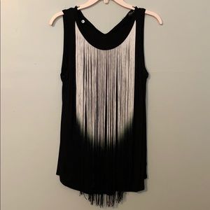 Ombré fringe tank top